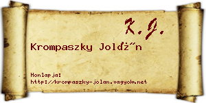 Krompaszky Jolán névjegykártya